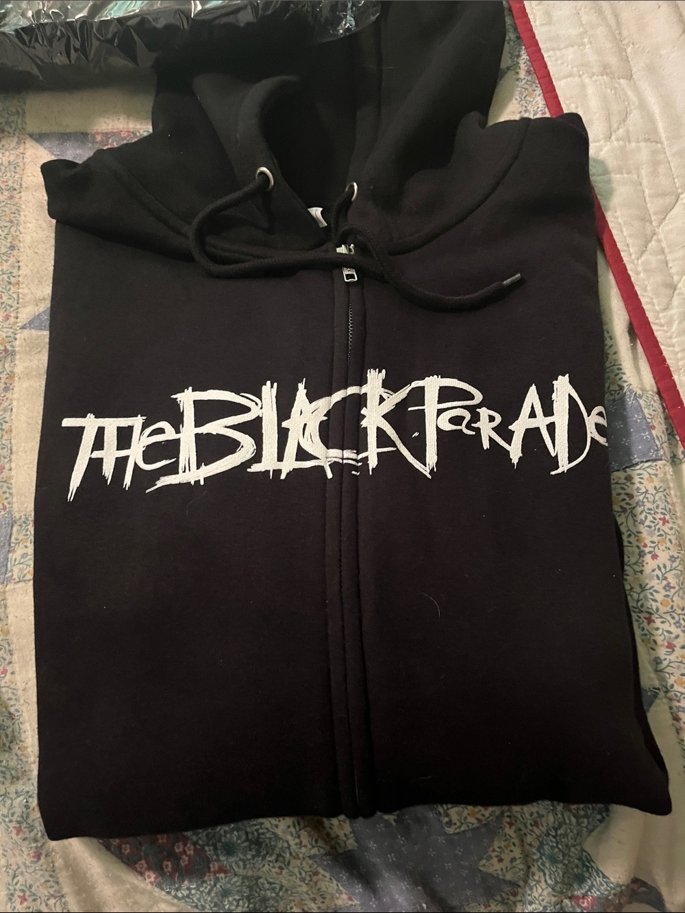 Black Zip Hoodie with White 'The Black Parade' Graphic
